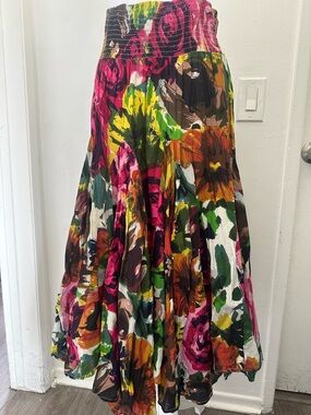 Olivia & Grace Vintage Floral Smocked-Waist Midi Skirt - Fits 8-10